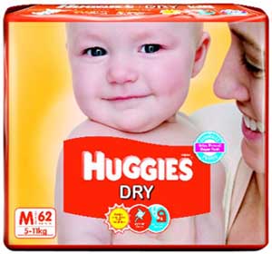 Huggies Dry Diapers Medium Size (62 Count) at Rs. 520 – Amazon