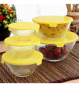 Roxx Stripes Bowl Clear & Yellow Set at Rs. 149 – Pepperfry