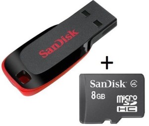 SanDisk 8GB Cruzer Blade Pen Drive & 8GB MicroSD Card Combo