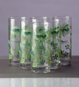 Green Apple Green Gladiolus Long Glass - Set of 6Pcs