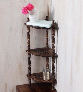 Onlineshoppee Wooden Corner Rack Side Table