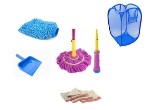 House Keeping Combo - Gloves + 4 Duster Laundry Bag Dust Pan & Twist Mop