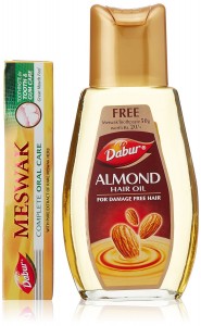 Dabur Almond Hair Oil, 200ml with Free Dabur Meswak Toothpaste, 50g