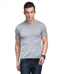 Scott International Grey Cotton Poly Viscose Regular Fit T Shirt